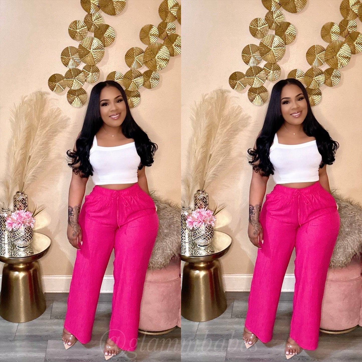 LINEN BLEND BABE PANTS (V. FUCHSIA)