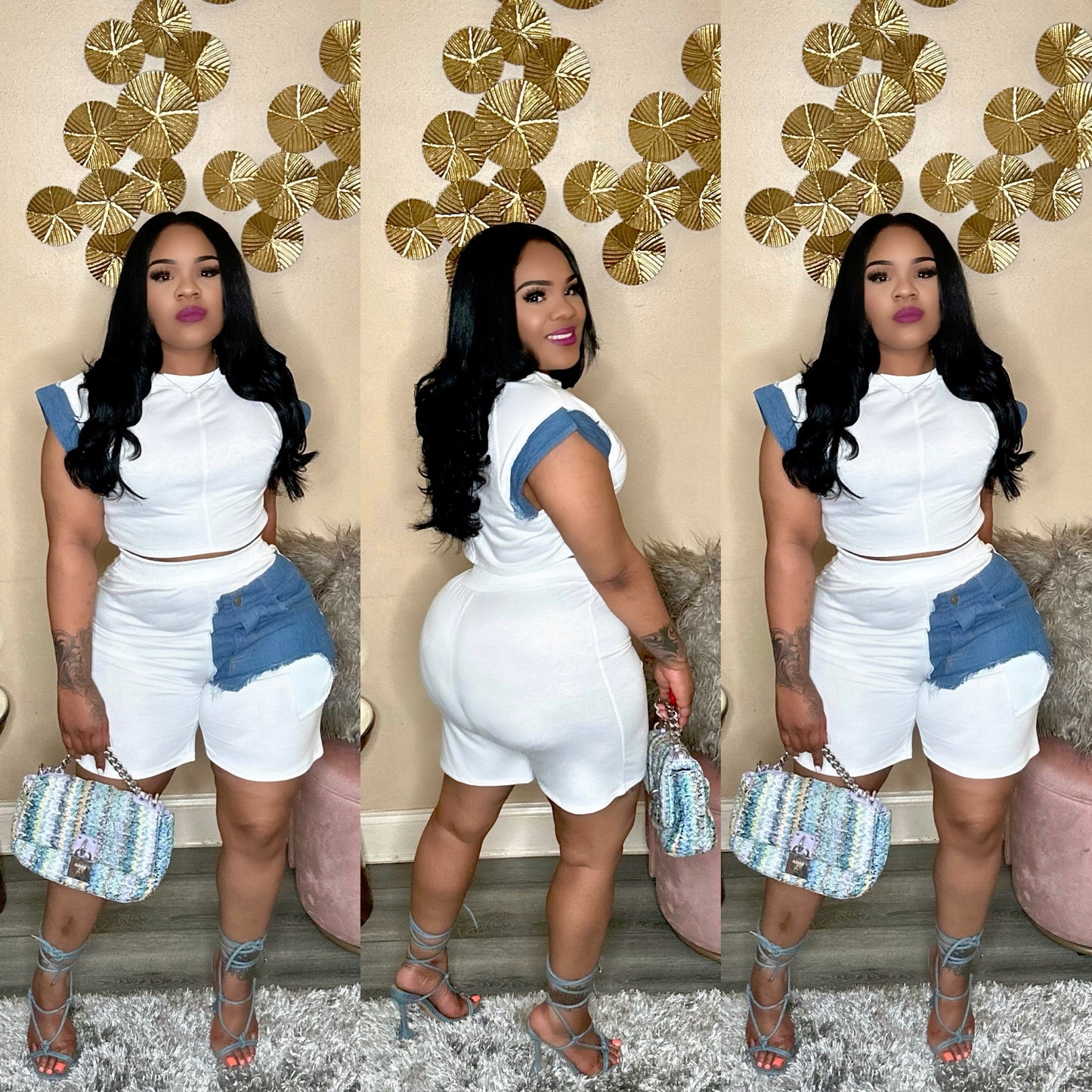 DENIM BREEZE SET (DENIM/IVORY)