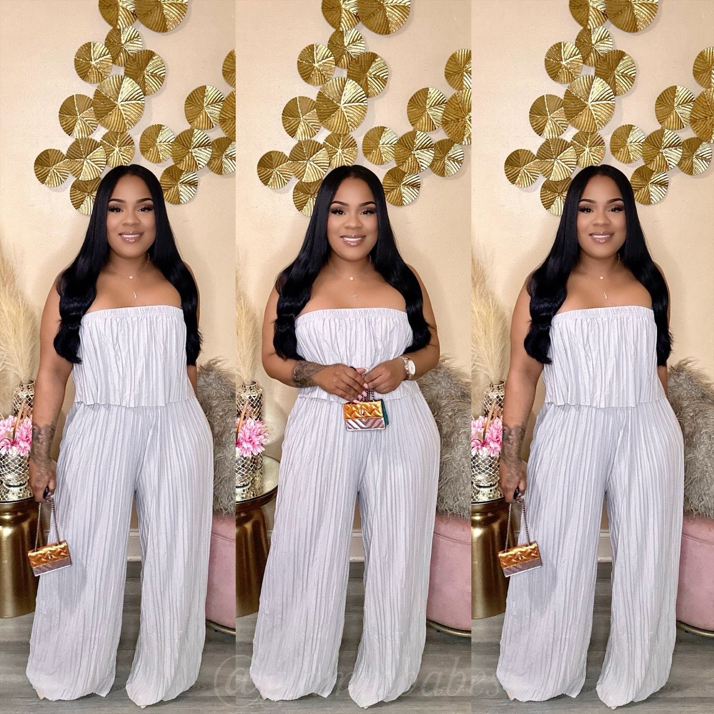 PLEATED BABE JUMPSUIT (E.GREY)