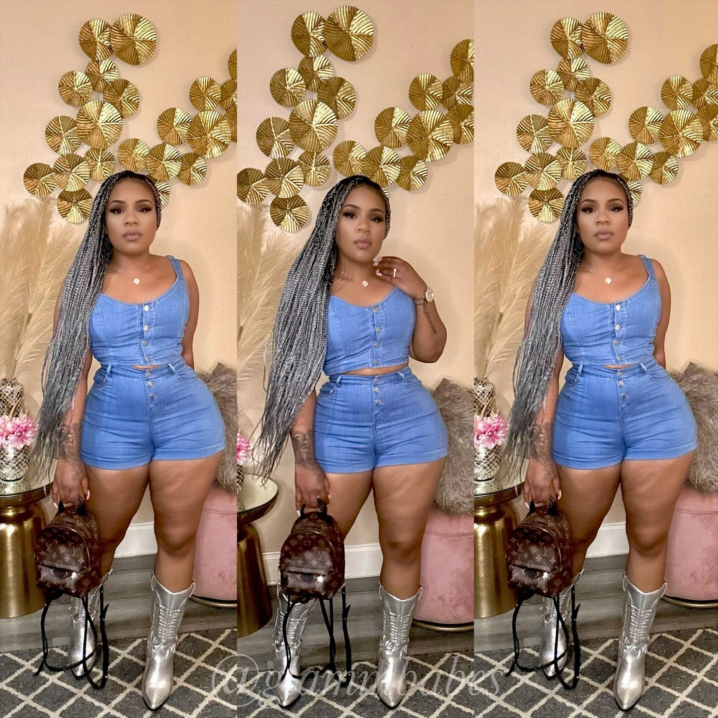 DENIM BABE SHORTS SET