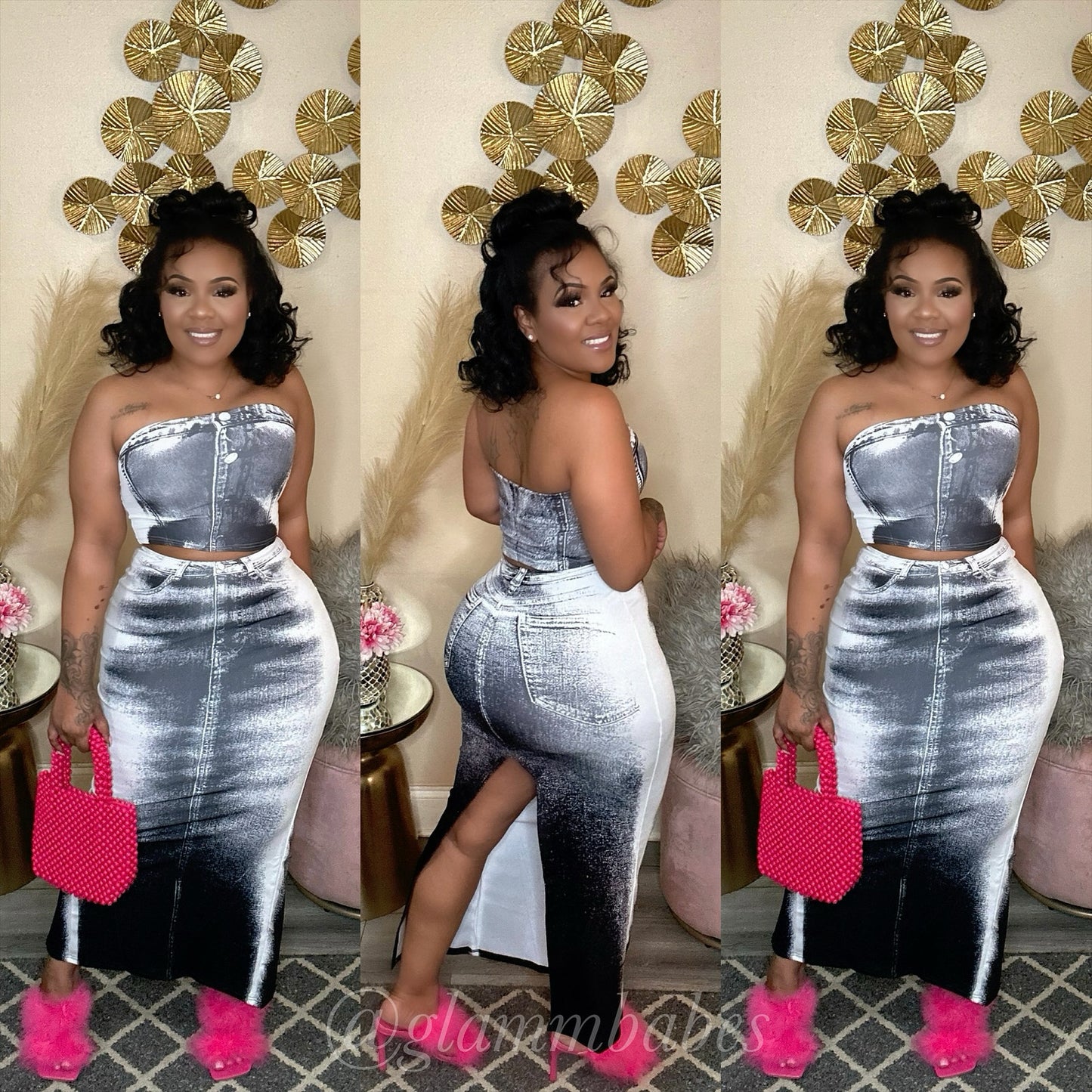 KEEP UP BABE SKIRT SET (BLACK/WHITE)