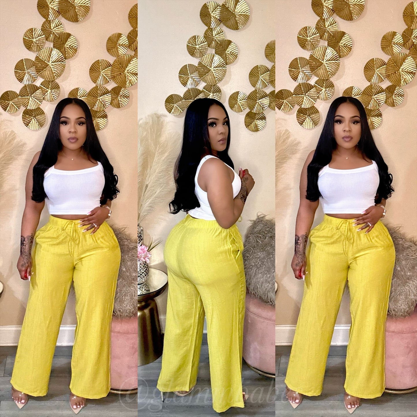 LINEN BLEND BABE PANTS (LIME)