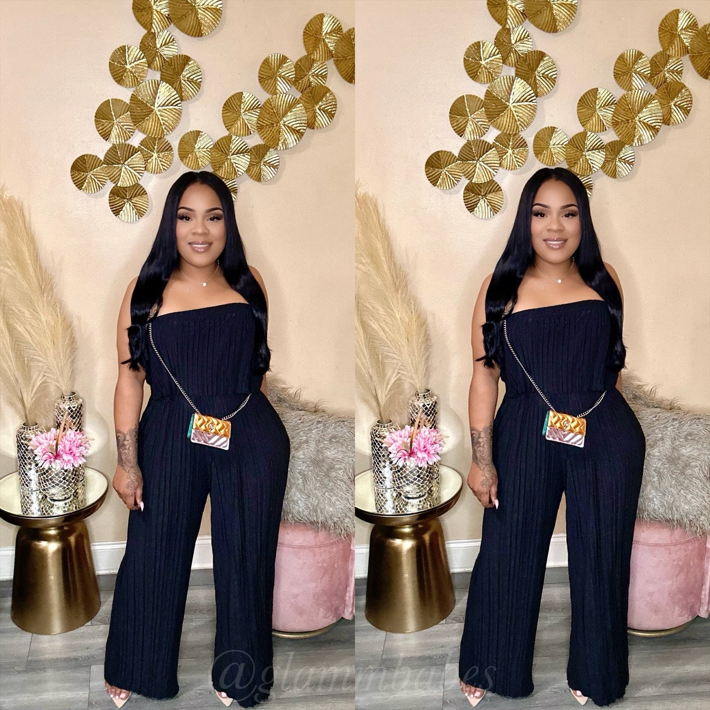 PLEATED BABE JUMPSUIT (BLACK)