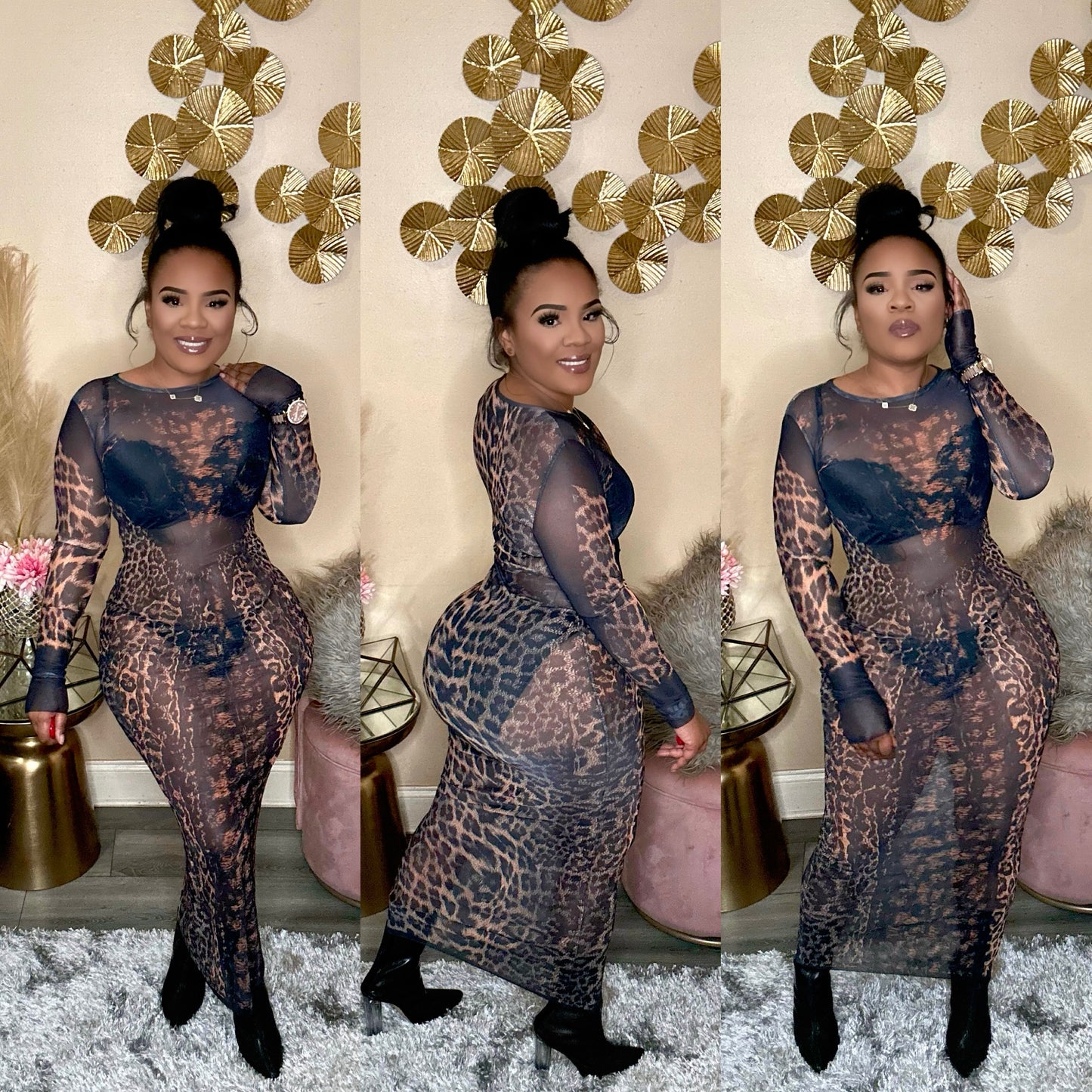 WILDLIFE MESH DRESS (LEOPARD)