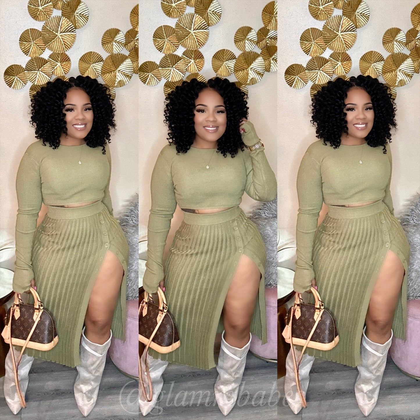 SWEATER BABE SKIRT SET (OLIVE)