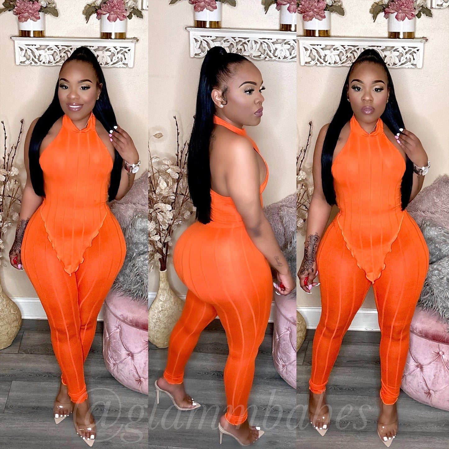 BIANCA HALTER SET (ORANGE)