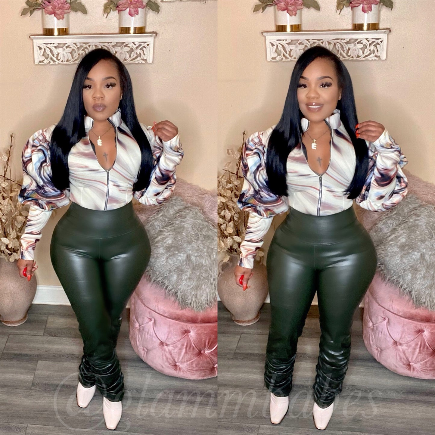 BABE RUNCHED BOTTOM LEGGINGS (OLIVE)