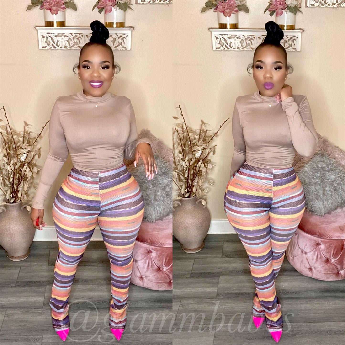 “IT GIRL” PANTS (ORANGE/ MULTI)