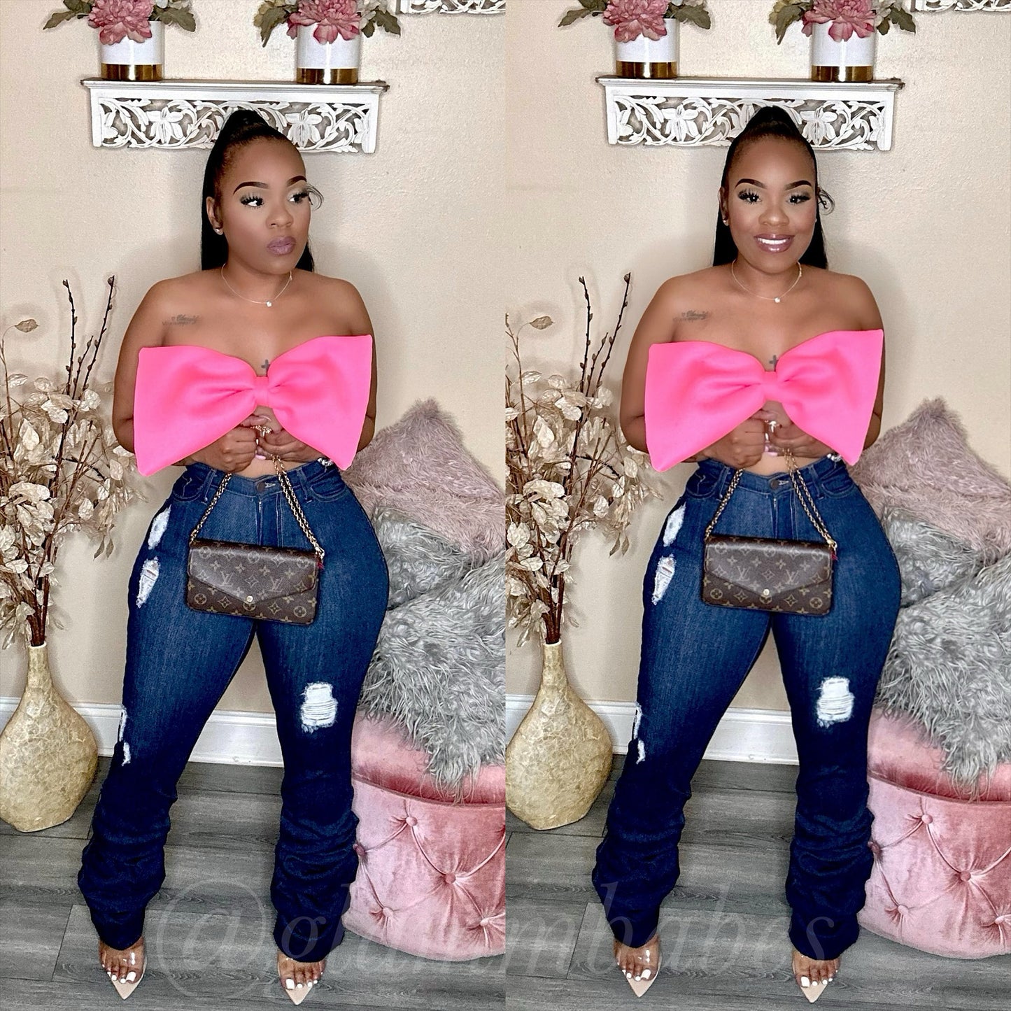 “STACKED” DENIM JEANS