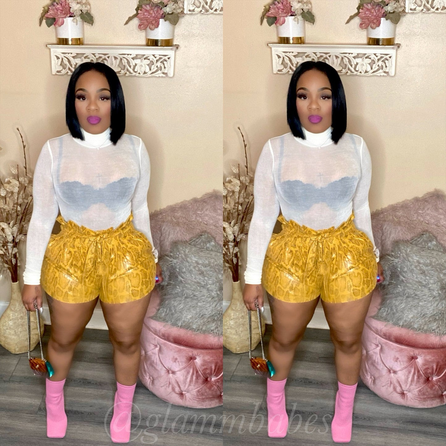 PAPER BAG SHORTS (MUSTARD)