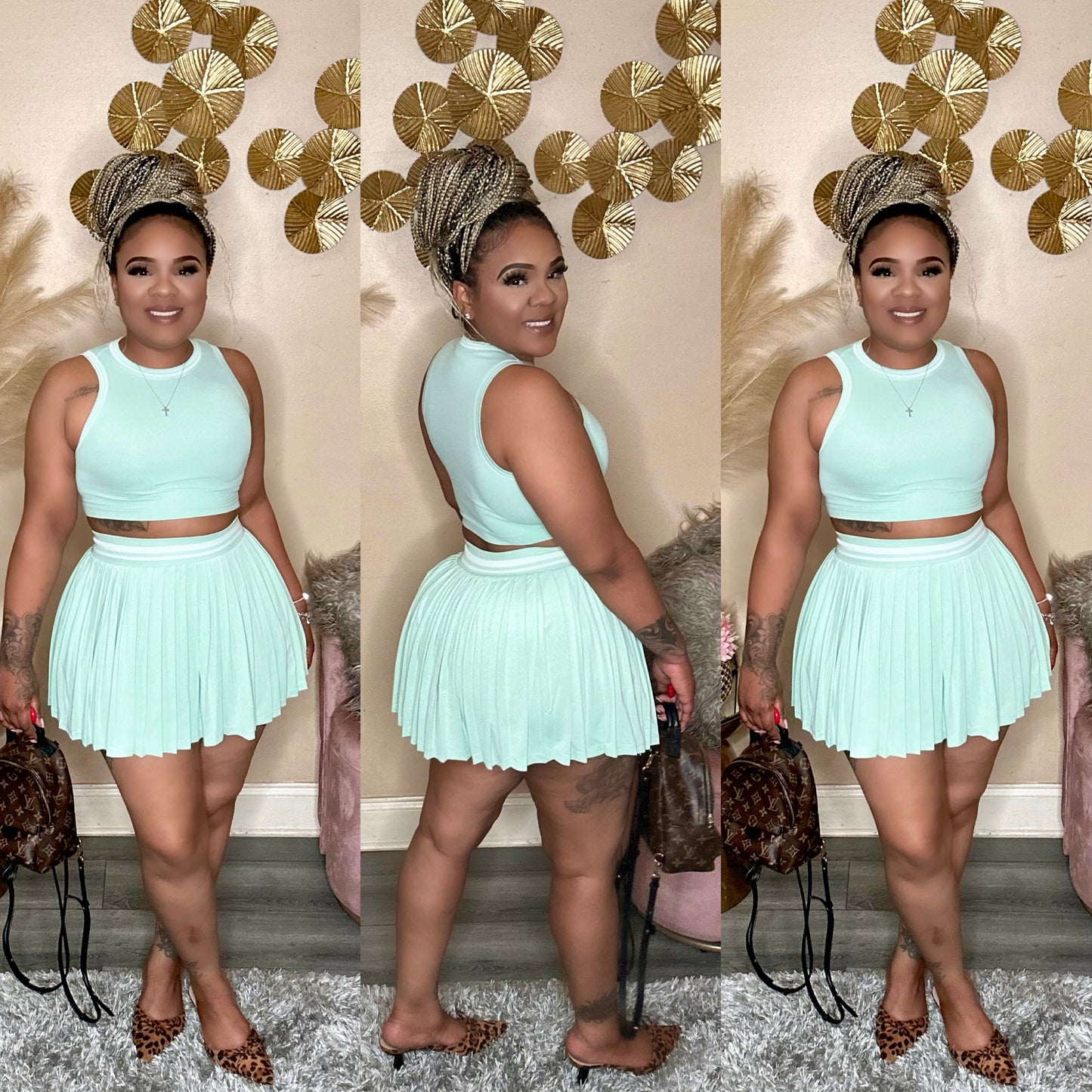 SUMMER BABE SKIRT SET (SAGE)
