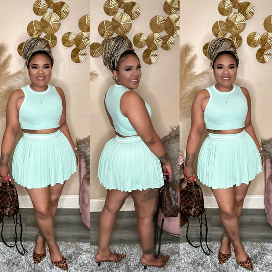 SUMMER BABE SKIRT SET (SAGE)