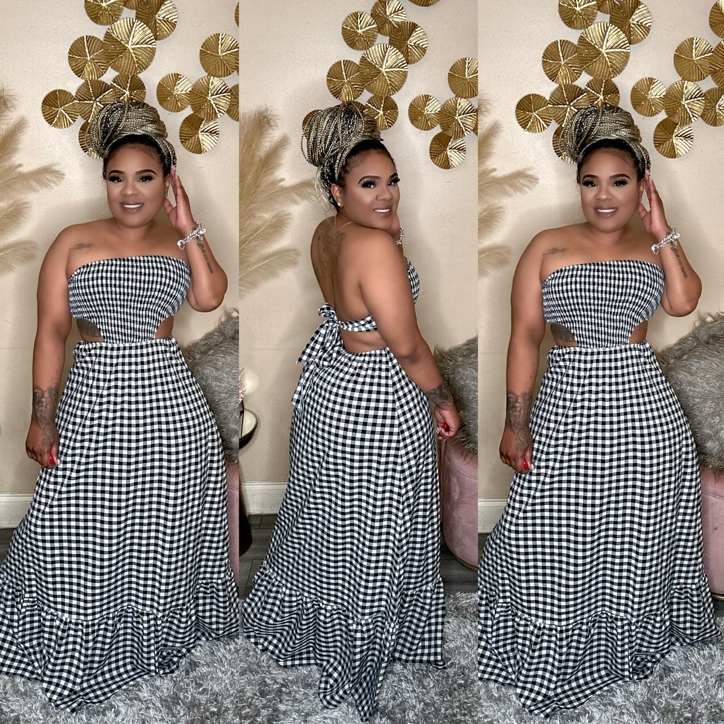 GINGHAM TUBE MAXI (BLACK/WHITE)