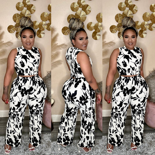 BLACK FLORAL BABE SET