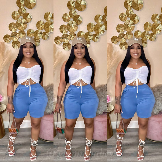 BASIC BABE SET (STONE BLUE/ IVORY TOP)