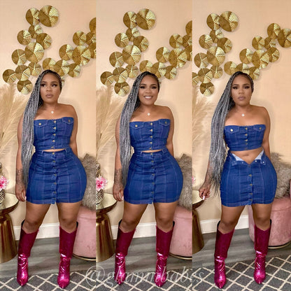 DENIM BABE SKIRT SET