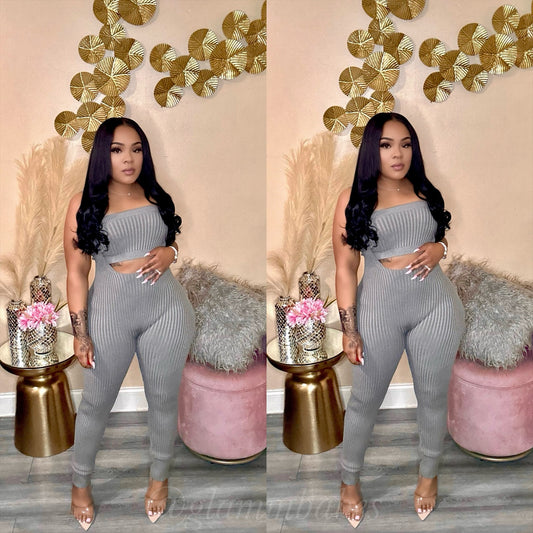 MADE YOU LOOK BABE JUMPSUIT SET (TAUPE GREY)