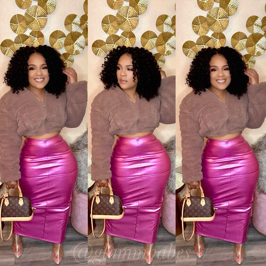 METALLIC BABE MAXI SKIRT (PINK)