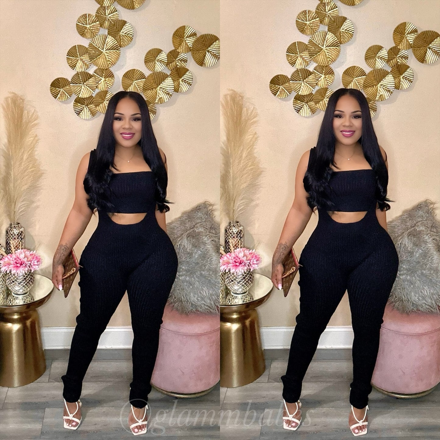 MADE YOU LOOK BABE JUMPSUIT SET (BLACK)
