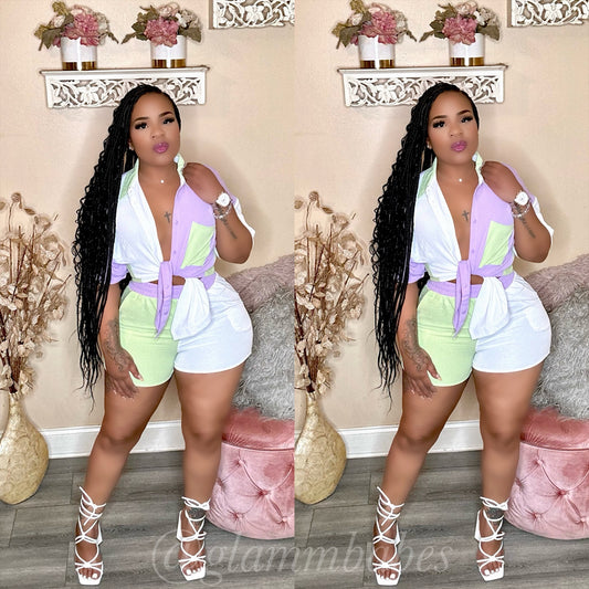 SUMMER BABE COLOR BLOCK SET (LAVENDER/MULTI)