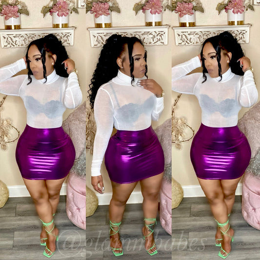 METALLIC BABE SKIRT (PURPLE)