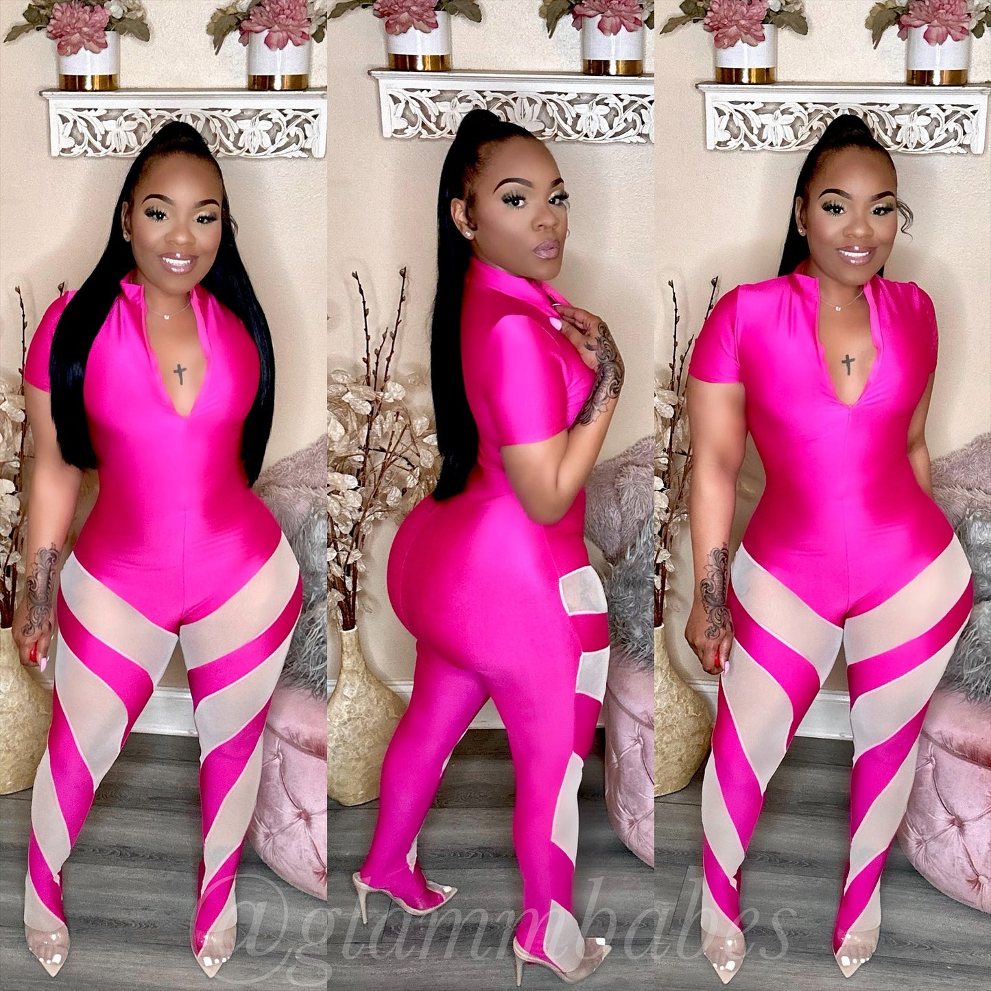 HAVING MY WAY BABE JUMPSUIT (FUCHSIA/NUDE)