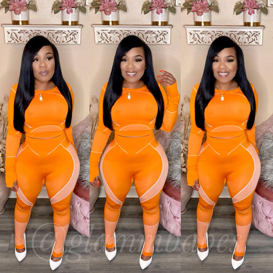 ACTIVE BABE SET LONG SLEEVE (NEON ORANGE)