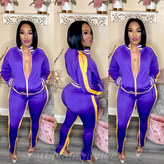 BIGG EASY TRACKSUIT (PURPLE/MUSTARD)